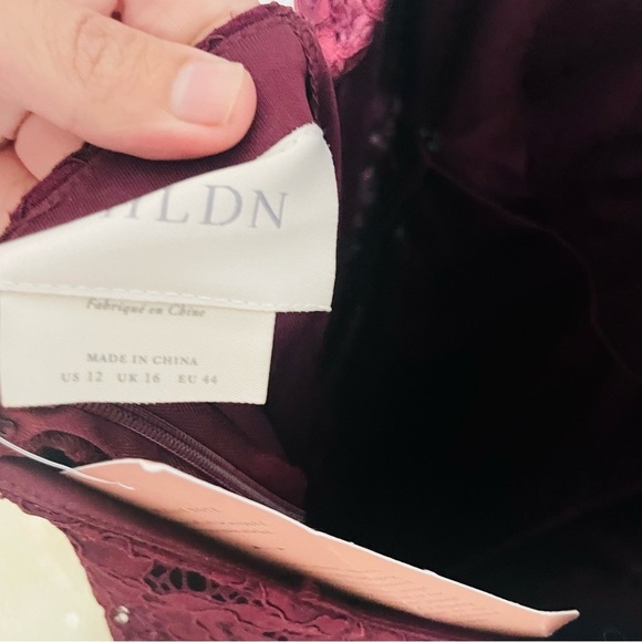 NEW BHLDN Juliet Short-Sleeve V-Neck Lace Gown Wine Red Cottagecore Romantic - Picture 9 of 12